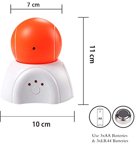 Nice Dream Automatic Cat Toy with LED Light, Cats Interactive Chase Toy for Cats Rotating Catch Training, Adjustable 3 Speeds (Orange Ball) - Thumbnail 6