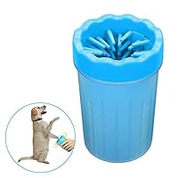 seasky Dog Paw Cleaner, Portable Pet Paw Cleaner Cup with Silicone Bristles Grooming for Muddy Paws (Blue S)