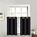 NICETOWN Small Window Valances Curtains - Thermal Insulated Home Decor Blackout Grommet Tier Curtains Drapes for Halloween Decor (29W by 18L + 1.2 Inches Header, Black, 2 Pieces)