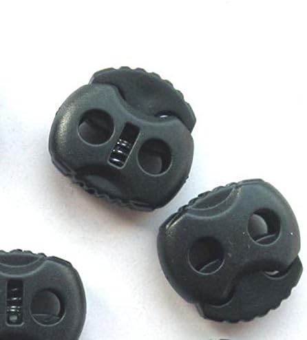 pawong Shoelace Lock Ends Cord lock Stopper 2 hole Wavy style toggles, 50pcs black