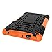 Windrew Hybrid Heavy Duty Armor Protection Cover [Anti Slip] [Built-In Kickstand] Skin Case For Amazon Fire 7 5th Generation 2015 Release Tablet + Screen Protector and Stylus Pen (Orange)