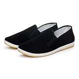 Chinese Traditional Slip-On Style Rubber Sole Kung Fu Shoes, Perfect for Martial Arts Tai Chi Yoga Walking Jogging Driving and Other Sports , Breathable Soft & Comfortable, Black (40)
