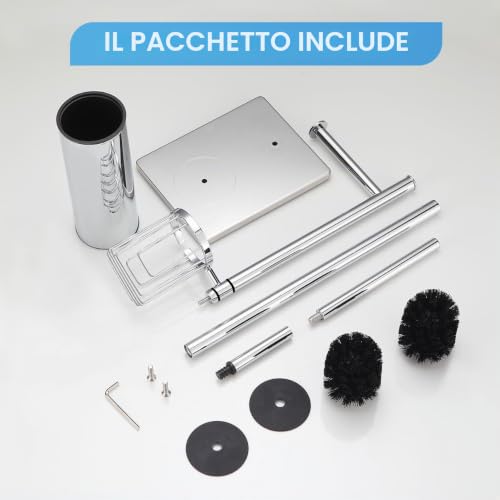DAZI Stainless Steel Self Standing Toilet Brush with 2 Toilet Brush for Deep Cleaning of the Sink