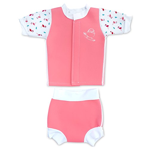 Cheekaaboo Huggiebabes Baby & Kids Two Piece Swimsuit for Boys and Girls, 6-18 Months, Pink - Thumbnail 4