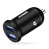 Car Charger, GOOLOO 24W 4.8A Mini Metal Dual USB Car Adapter fit iPhone X / 8/7 / 6S / Plus, iPad Pro/Air 2 / Mini, Samsung Galaxy S8 / S7 / Edge and More - Black