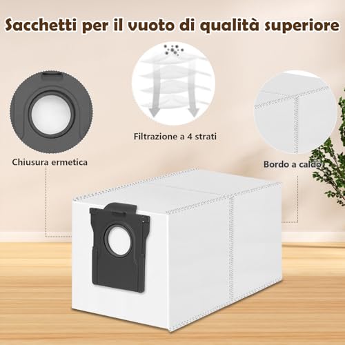 12 Dust Bags for Dreame L10/L40/L50/L40s/L50s/AE/L10s Pro Ultra, L20/X40/X50/Aqua10 Ultra for Mova S70/E30/E40/P50/P50s/Z60 Ultra Vacuum Cleaner, Large Capacity Replacement Bag 3.2L
