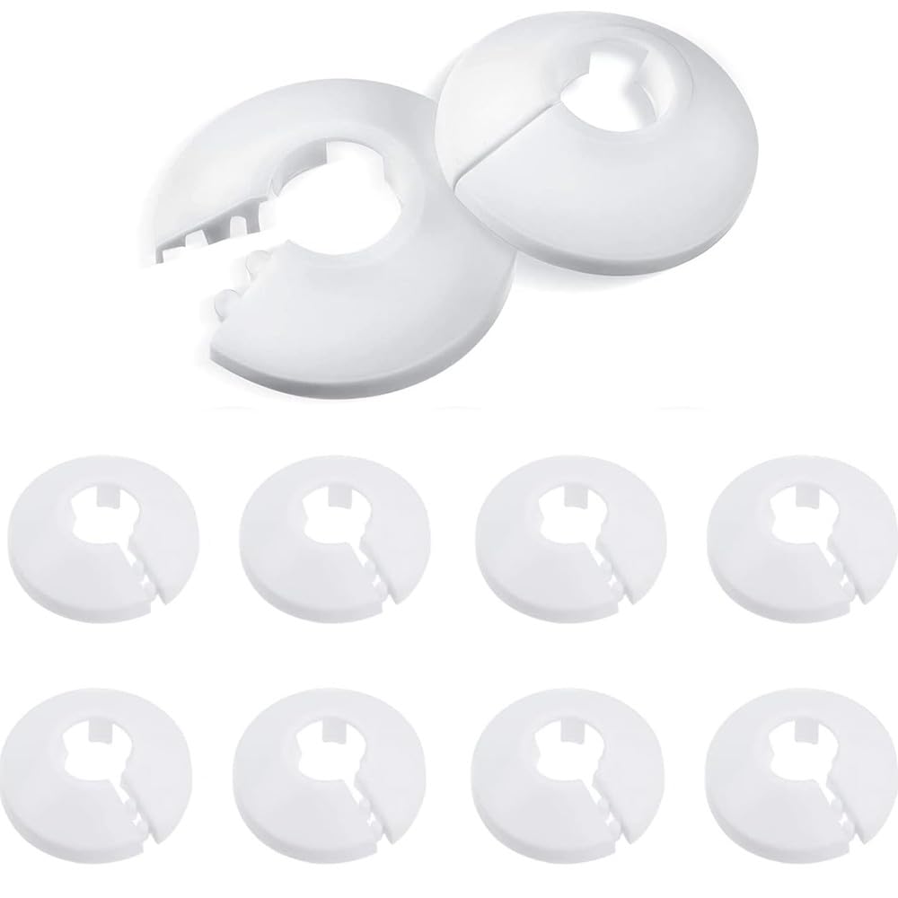 Heuskay 10 Pcs Plastic Radiator Pipe Covers, 26.5mm, White