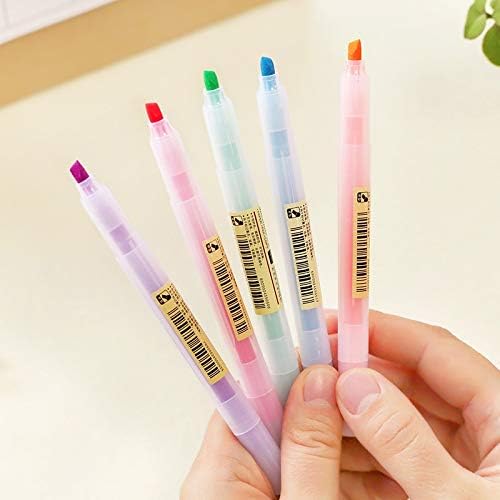Treading - 10pcs/Set Soft Pastel Ended Highlighter Pen Fluorescent Pen Kawaii Mild Liner DIY School Supplies Office Stationery