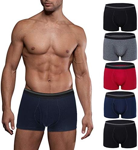 Mens Boxer Briefs 5 Pack No Ride-up Comfortable Breathable Cotton Sport Short Leg Underwear