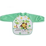 MOMLOVES - Waterproof Sleeved Bib,Infant Toddler Baby Waterproof Bib,6-36 Months (Green(Monkey))