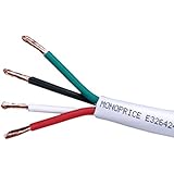Monoprice Access Series 18 Gauge AWG CL2 Rated 4 Conductor Speaker Wire/Cable - 100ft Fire Safety in Wall Rated, Jacketed in White PVC Material 99.9% Oxygen-Free Pure Bare Copper
