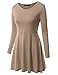 Doublju Round Neck Flared Skater Tunic Dress (Plus size available)