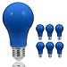 JandCase A19 Blue Light Bulbs, A19 Blue Colored LED Bulb, 40W Equivalent, A19 Light Bulbs with E26 Base, for Christmas Theme Party, Holiday Decor, Party, Bar Mood Decor, Not-Dimmable, 6 Pack