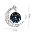 Linsh Dome Moon Time Gems Pendant Necklaces Hollow Out Carved Moon Stars Pendant(Style 1)