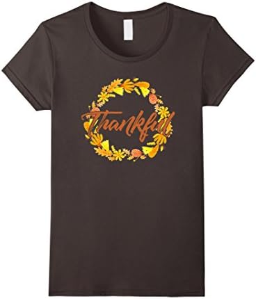 Women's Thankful - Fall and Thanksgiving Autumn T-Shirt Large Asphalt
