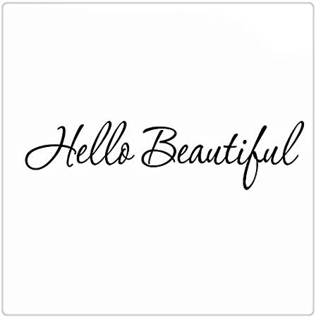 Hello Beautiful Wall Decal Inspirational Quotes Mirror Stickers VWAQ 1620 (22"W X 6"H)
