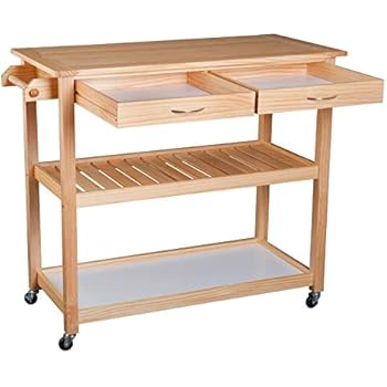 Amazon Com Wooden Rolling Mobile Portable Kitchen Island 2