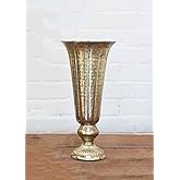 Afloral Distressed Gold Metal Fluted Vase