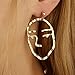 Zealmer Womens Face Statement Stud Earrings Gold Tone