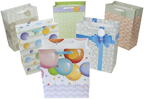 12 Designer Assorted Gift Bags 16" x 12" x 6" (Large) by Heart Paper Products