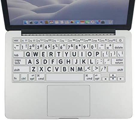 Premium Silicone Keyboard Protector Skins for MacBook Air 13 (A1466/A1369,Old or 2017 Released) and MacBook Pro with or Without Retina 13/15/17(2015 Or Older)-Big Font White, US Layout