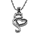 Lovely Cat Tail Pet Lover Silver Crystal Iced Out Heart Pendant Perfect I Love You Necklace Jewelry Gift