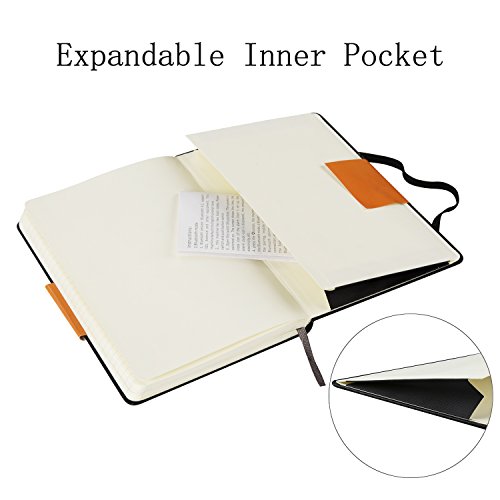 Taotree Classic Notebook Bullet Journal Hard Cover Executive Notebooks with Ruled/Lined A5 Paper and Inner Pocket, Black Smooth Faux Leather, 240 Pages,5.3”×8.3”- 70gsm Premium Paper - Thumbnail 3