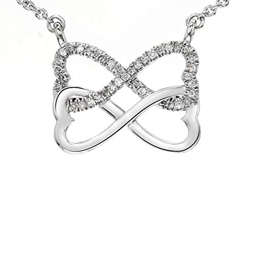 Sparkles True Diamond Necklace in 10KT White Gold, 0.09 Ct Diamond Infinity Necklace for Women I1-GH Very Good Cut Diamond Pendant Necklace for all your occasions. (White Gold Diamond Necklace)