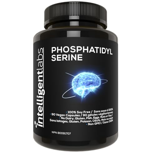 Intelligent Labs Phosphatidylserine Supplement 100mg | 90 High Strength Capsules | 100% Soy and Allergen Free | Pure Phosphatidylserine from Sunflower Lecithin