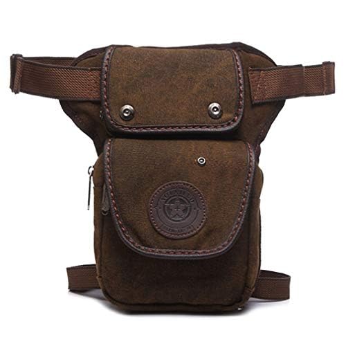 Canvas Drop Leg Bag Outdoor Waist Pack for Men Women Travel Sports Tactical Hiking Climbing Cycling Camping Fanny Pouch Casual Sling Daypack Coffee