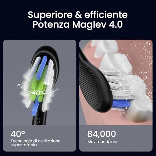 Oclean X Elite 10 Electric Toothbrush, Custom AI Brushing, Touchscreen with 12 Areas Tracking, 40° Oscillation, 5 Modes, Timer, 40 Days, Weather Forecast, IPX7, Black
