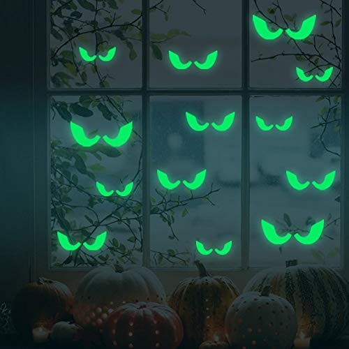 47Pcs Halloween Glow in The Dark Window Decals Luminous Stickers Glasses Stickers Bat Wall Stickers Night Glow Decals Halloween Theme Party Decoration
