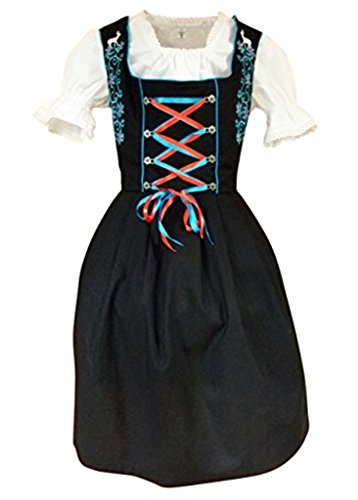 Dirndl-s Di20bs 3pcs. Size 8, Women Oktoberfest drindle-s Dress-ES Costume-s Blue Black