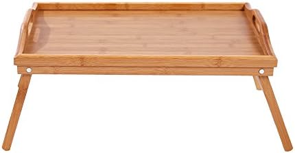 Desire Life Natural Bamboo Bed Tray for Eating, Breakfast Tray with Folding Legs. (Attached Oil Paper)