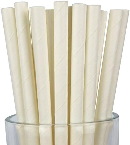 White Paper Straws Plain Solid White Straws 100PCS(White, 100)