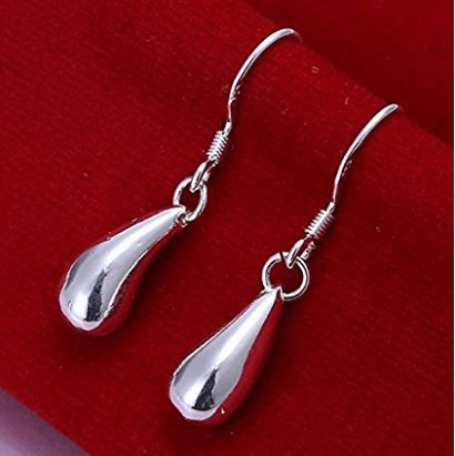 New Women 925 Sterling Silver Plated Water-drop Dangle Earring Studs Jewelry