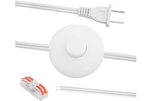 Asjeumt 6ft Foot Switch Lamp Cord Replacement, White Floor Light Switches with Plug, Foot Tapper Pedal Lamp Wire Switch, AC 125V Step ON Off Push Button, Repair DIY Replace Footswitch Fixtures