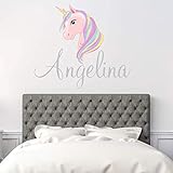 Custom Name Unicorn Nursery Wall Decal - Girls Personalized Name Unicorn Wall Sticker - Custom Name Sign - Custom Name Stencil Monogram - Girls Nursery Wall Decor