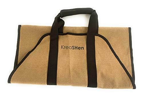 Firewood Log Carrier (Waxed Canvas) Water Resistant Tote with Padded Handles - Thumbnail 6