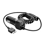 Getwow Fast Retractable Dual-Port Car Charger for Samsung Galaxy S5 / Note 3 - Black