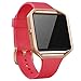 NaHai Compatible Fitbit Blaze Slim Bands with Frame, TPU Replacement Sport Strap with Rose Gold Frame for Fitbit Blaze Smart Fitness Watch, Large Small