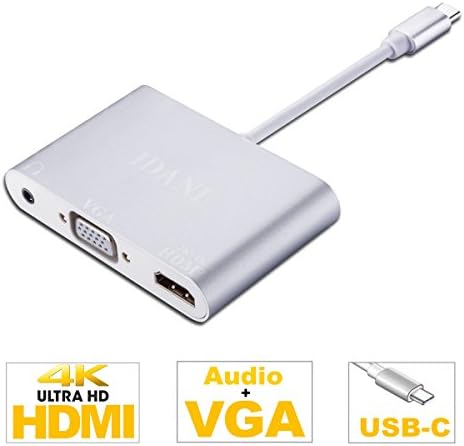 USB C to HDMI 4K VGA with Audio Adapter, Type C to VGA HDMI UHD Adaptor Converter with Audio Output for New MacBook/ 2016/2017 MacBook Pro 13 15 inch/Google Chromebook Pixel/Lenovo Yoga 900/720