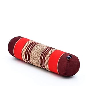 Leewadee Small Yoga Bolster Pilates Supportive Roll Cushion Neck Pillow Eco-Friendly Organic and Natural, 55x15x15 cm, Kapok