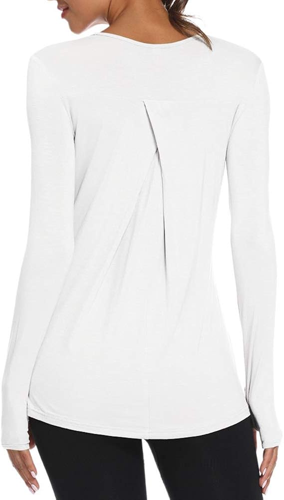 Mippo Long Sleeve Workout Shirts Yoga Athletic Tunic Tops with Thumb Hole at  Women’s Clothing store