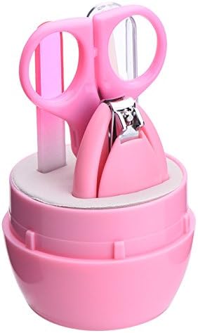 Safety Baby Nail Clippers Set -Complete 4 Piece Grooming Kit for Any Child Age Includes Nail Clipper, Safety Scissor, Filer and Nasal Tweezer,Newborn or Infant Manicure Set (Pink)