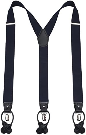Warm Sunshine Men's Suspenders with Convertible Clip,Leather Button Ends-46",Navy