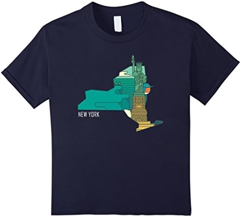 Kids New York State, Statue of Liberty Illustration T Shirt 12 Navy