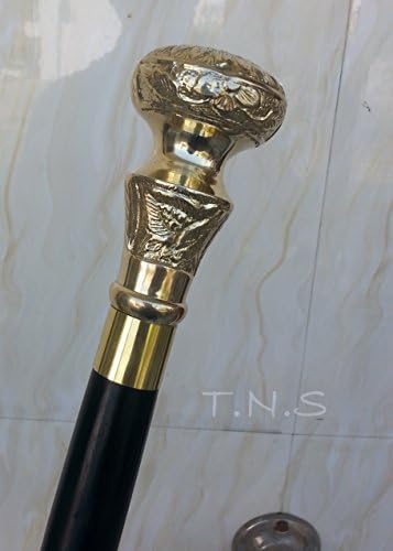 Nautical Collectible Antique Finish Brass Handle Walking Stick Cane
