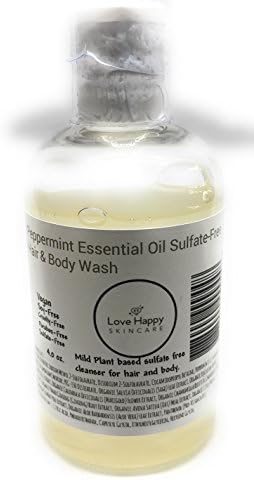 LOVE HAPPY SKINCARE Peppermint Essential Oil- Sulfate-Free Hair and Body Wash All Natural