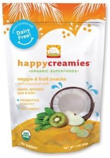 Happy Creamies Organic Snacks - Apple Spinach Pea Kiwi - Case Of 8 - 1 Oz